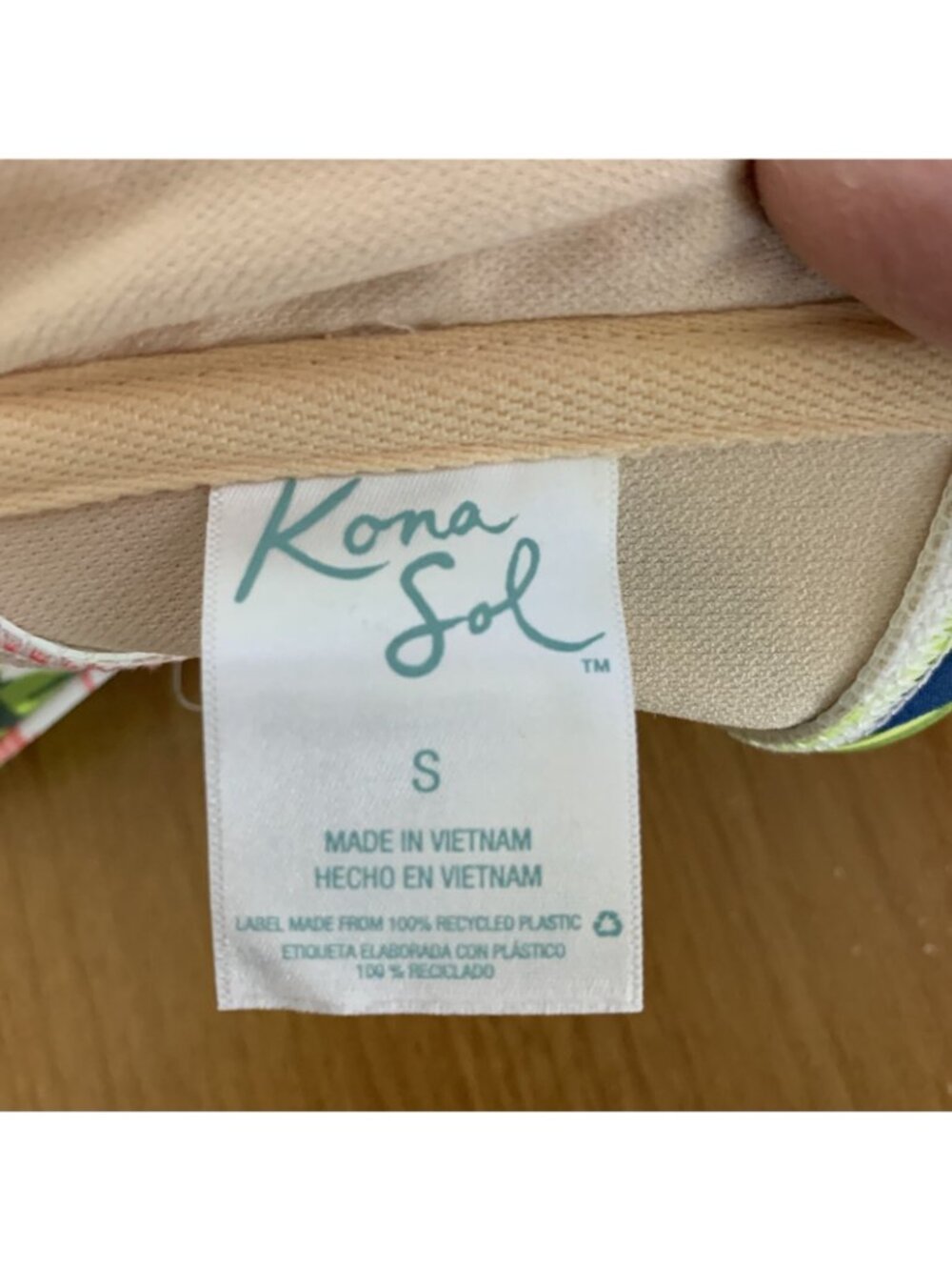 Kona Sol Bikini Top sz S Pink Green Hawaiin Floral Y2K Tropical Resort NEW QK59 - Picture 3 of 11